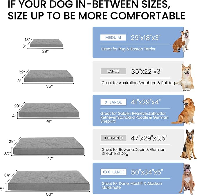 GOHOO Jumbo Dog Bed for Large Dogs, Orthopedic Memory Foam with Cooling Gel &amp; Waterproof Lining