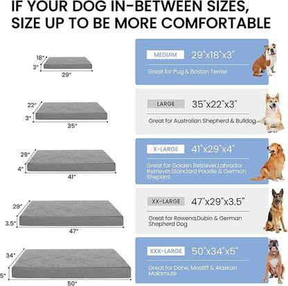 GOHOO Jumbo Dog Bed for Large Dogs, Orthopedic Memory Foam with Cooling Gel &amp; Waterproof Lining