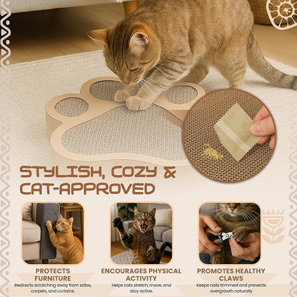 Paw-Shaped Cat Scratcher | Reversible Cardboard Kitty Scratcher | Cat Scratching Board for Indoor Cats | cat Scratcher Cardboard for Small &amp; Medium Cats &amp; Kittens | Cat Toy (Medium)