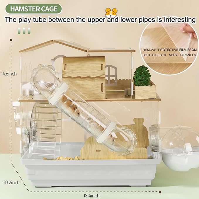 12 in 1 Clear Acrylic Hamster Cage with All Accessories,13.5&