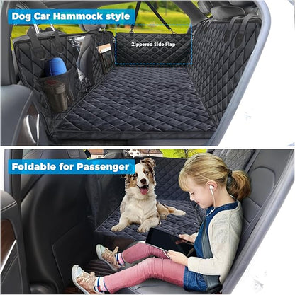 URPOWER Dogs Back Seat Extender with Non-Slip Blanket - Hard Bottom Dog Car Seat Cover &amp; Removable Dog Bed Mat, Waterproof Dogs Hammock for Car, SUV &amp; Small Truck, Pet Backseat Protector Holds 400lbs