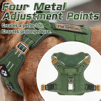 rabbitgoo Tactical Dog Harness Medium Sized Dog, No Pull Military Service Vest with Handle &amp; Molle, Easy Control for Training Walking, Adjustable Reflective Straps, Green, M