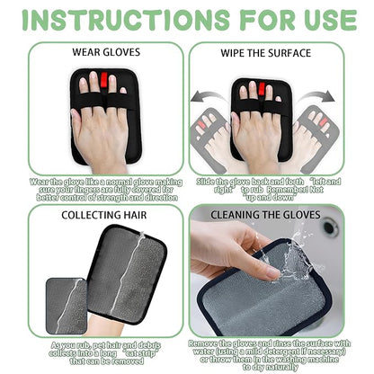 1 PCS Pet Hair Removal Glove w/ 2PCS Pet Combs,Electrostatic Gloves for Cats&amp;Dogs Flea Comb,Dog Comb,Cat Comb,Brush for Shedding,Reusable Animal Fur Removal Tool for Couch,Furniture,Carpet,Curtain