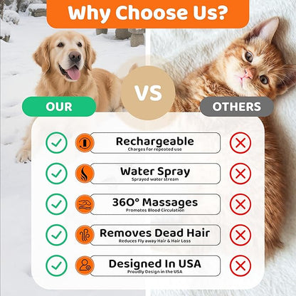 Steam Cat Brush, 6-in-1 Dog Brush Spritz Defur Comb, Steamy Skin Friendly Deshedding Grooming Tool, Suitable for Shedding &amp; Haired Pets, Pet Supplies Accessories,Pink