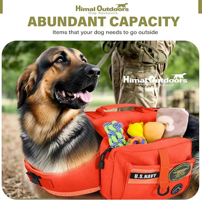 Himal Outdoors Dog Backpack &amp; Saddle Bag, Tactical Hiking Backpack for Large Dogs with Side Pockets &amp; Adjustable Strap