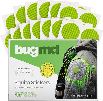 BugMD Squito Stickers Mosquito Repellent Patch Stickers for Adults (78 Patches), Safe &amp; Effective Insect Repellent Patches for Toddlers, Kids, Camping, Beach &amp; Outdoor Essentials