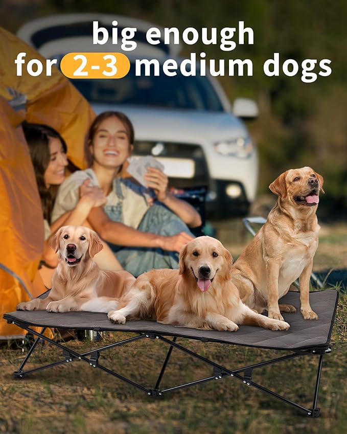 KingCamp Elevated Dog Bed for XL Dogs, Outdoor Raised Cooling Pet Cot Bed with Washable Breathable Mesh &amp; No-Slip Feet Perfect for Camping, Backyard, Indoor Use (X-Large, Black)