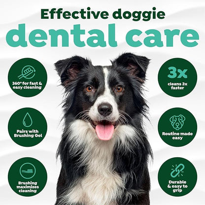 TropiClean Fresh Breath TripleFlex Toothbrush for Large Dogs | Use with TropiClean Toothpaste or Gel | 360-Degree Toothbrush | Complete Dental Care