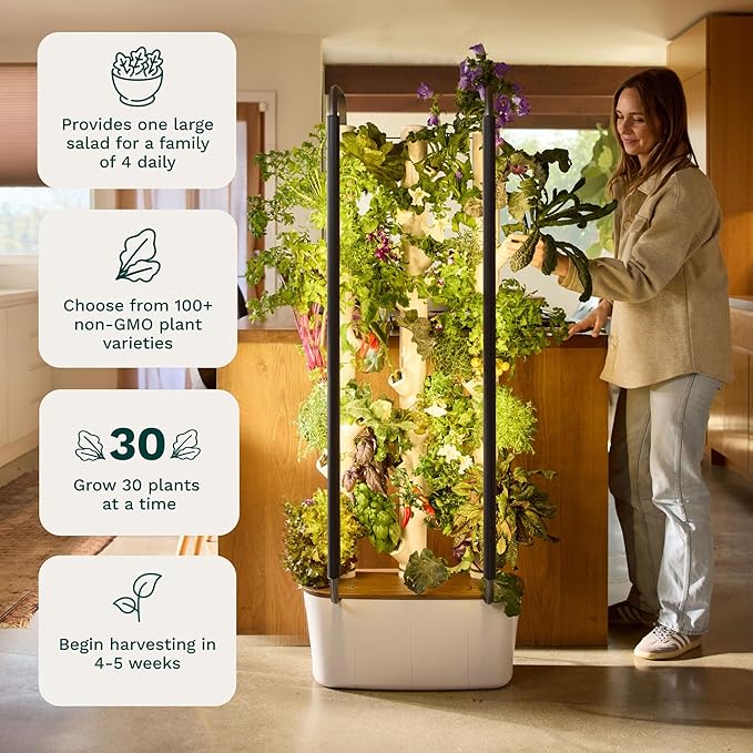 Gardyn 4.0 Hydroponics Growing System Kit &amp; Vertical Garden Planter, 30 Non-GMO Indoor Plants Smart Garden, Herbs, Vegetables &amp; LED Grow Lights for Indoor Gardening System