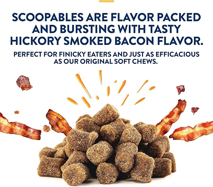 ProDen PlaqueOff Scoopables - Hickory Smoked Bacon Flavor Dental Bites for Small Dogs, Natural Kelp for Plaque &amp; Tartar Control, Freshens Breath - Small &amp; Medium Breed Dental Care- 45 Scoops