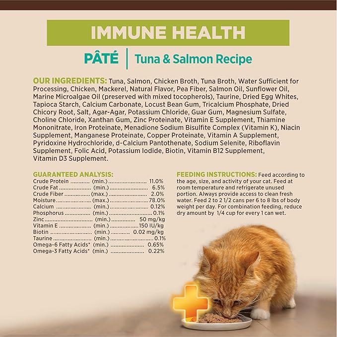 Wellness CORE+ Immune Health Pate Adult Wet Cat Food, Natural, Protein-Rich, Grain Free, 2.8 Ounce, 12 Pack (Tuna &amp; Salmon)