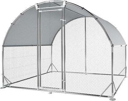 4ever2buy Large Metal Chicken Coop with Run Walk-in Poultry Cage Chicken Runs House Pen Cage Dome Roofed Chicken Coops with Anti-Ultraviolet Cover for Outdoor Yard Farm Use 9.5&