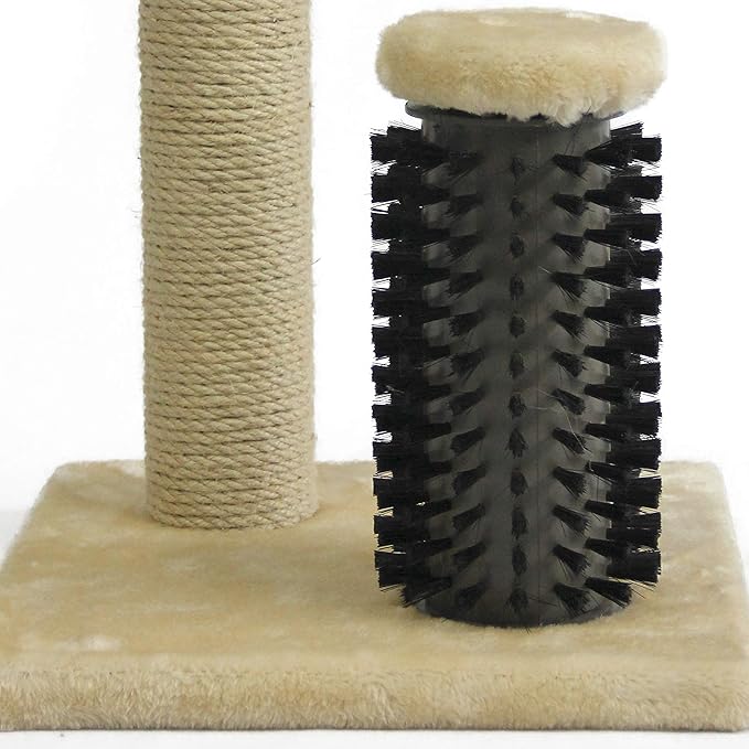 Amazon Basics Cat Scratcher - Indoor Classic Single Cat &amp; Kittens Scratching Post with Brush, Small (16.5" H) - Beige