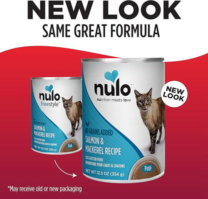 Nulo Salmon &amp; Mackerel Recipe Pate Wet Canned Cat Food, 12.5 Ounce (Pack of 12)