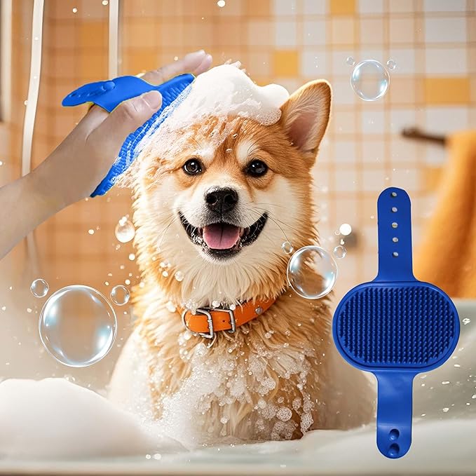Cat &amp; Dog Grooming Gloves - Deshedding Brush for Shedding, Gentle Pet Hair Remover &amp; Massage Gloves for Cats, Dogs, All Fur Types (1 Brush +1 Pair Gloves)