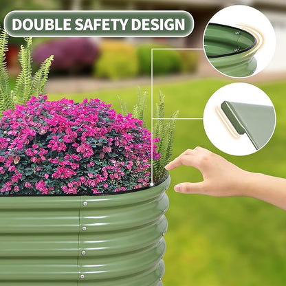1MORE Galvanized Raised Garden Bed- Planter Garden Boxes Outdoor, Raised Beds for Gardening, 4x2x1.4ft Metal Garden Bed Kit for Vegetables Flower, Planter Raised Bed with Protective Tape &amp; Tools.Green