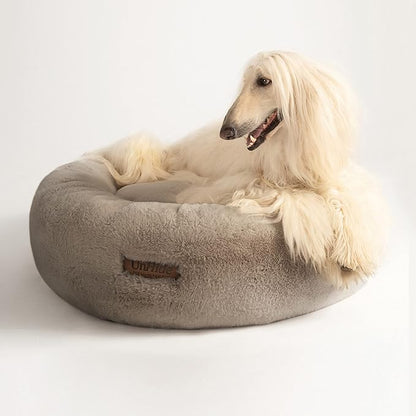 UnHide Floof Pet Bed - XL (40"x14") - Extra Soft Dog Bed - Removable Faux Fur Cover - Machine Washable - Helps Ease Pet Anxiety &amp; Provides The Perfect Sleep, Taupe Ducky