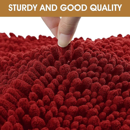 IM HOME Extra Large 71" x 25" Red Dog Door Mats for Muddy Paws, Chenille Absorbent Dog Mat, Non Slip Heavy Mud Mat for Dogs, Soft Pet Bed Mat for Entryway, Mud Paws, Inside Floor