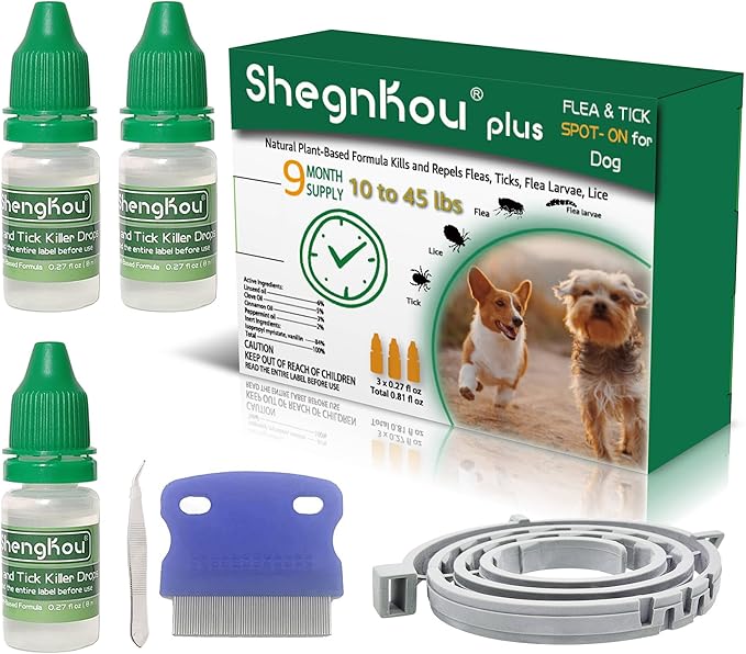Natural Puppy Flea &amp; Tick Treatment (4-44 lbs) | 9-Month Protection + Free Tools | Vet-Reviewed Formula
