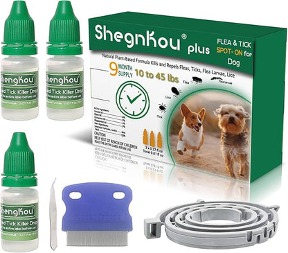 Natural Puppy Flea &amp; Tick Treatment (4-44 lbs) | 9-Month Protection + Free Tools | Vet-Reviewed Formula