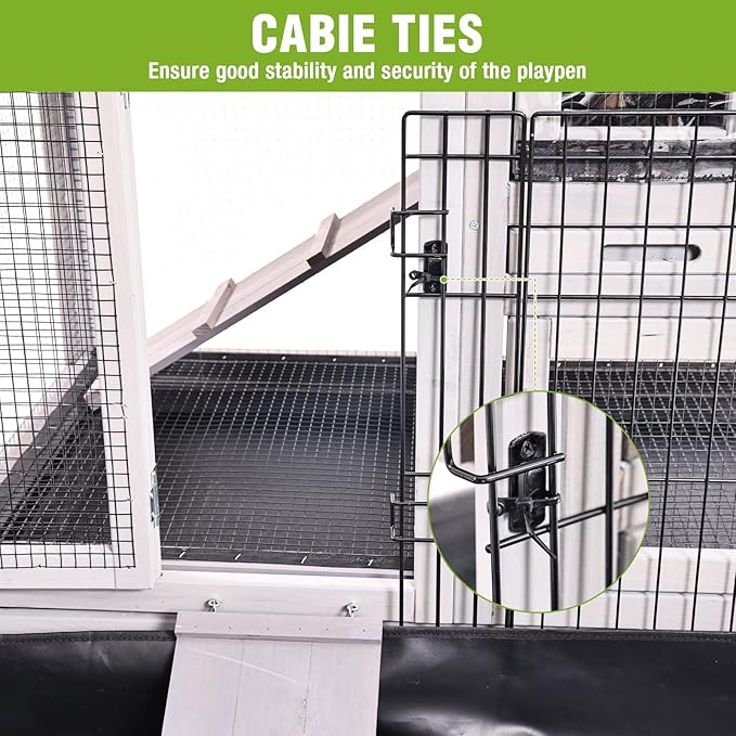Bunny Playpen Indoor &amp; Outdoor, Rabbit Playpen with Waterproof Liner, Extension Guinea Pig Cages for Small Animals (Playpen Only)