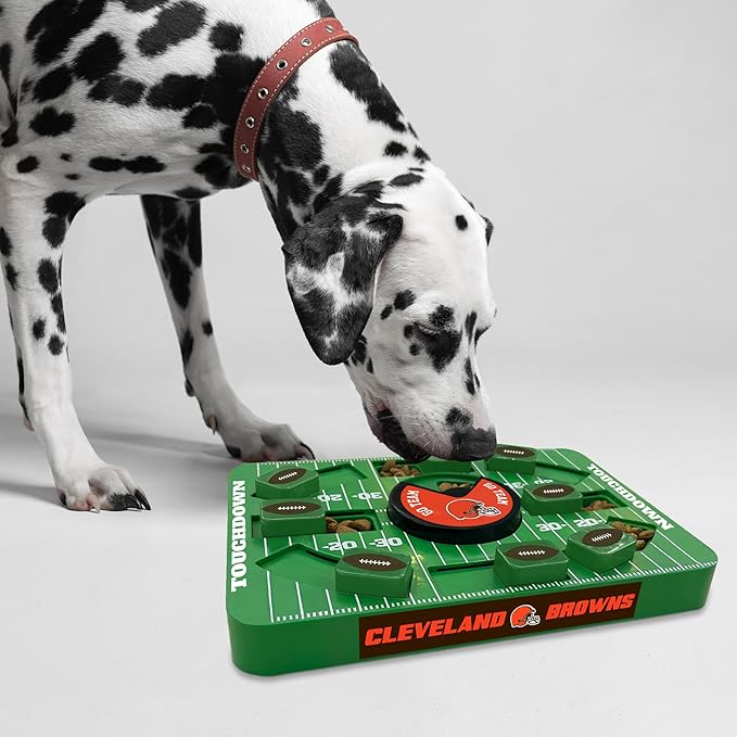 Pets First NFL Cleveland Browns Large Puzzle Toy, New Size, Interactive Dog Treat &amp; Slow Feeding Toy