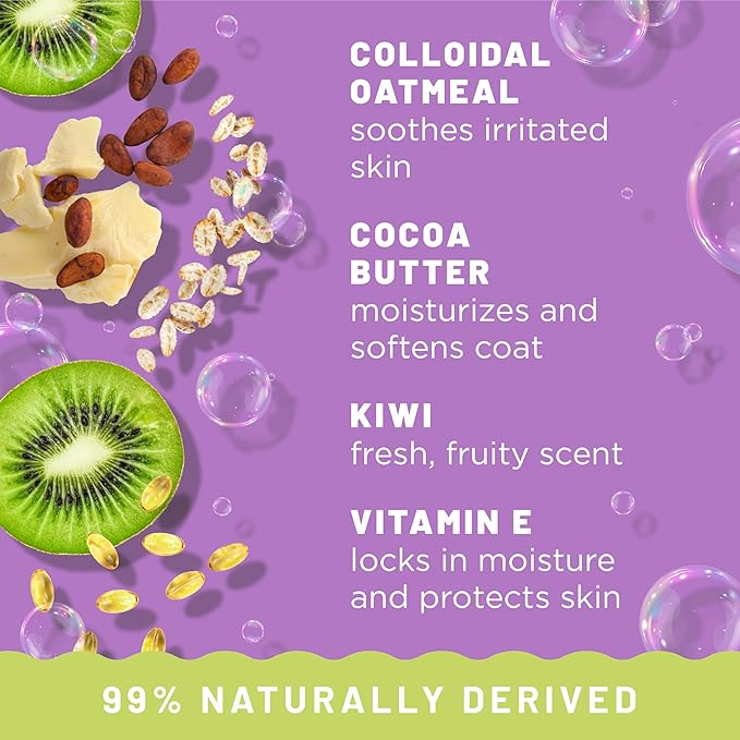 TropiClean Dog Conditioner, Professional Detangling &amp; Moisturizing Conditioner, Puppy Safe, Made in the USA, Kiwi &amp; Cocoa Butter Scent, 2.5 Gallon