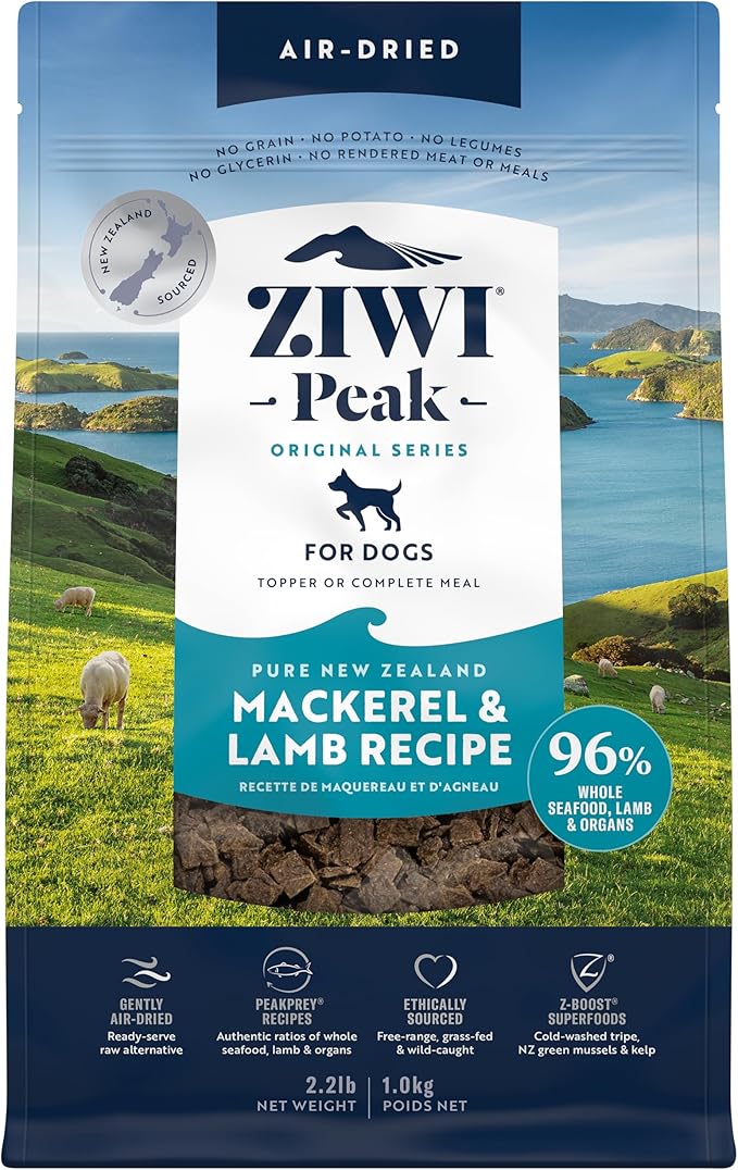 ZIWI Peak Air-Dried Dog Food – Mackerel &amp; Lamb - All Natural, High Protein, Grain Free, Limited Ingredient w/ Superfoods (35.2oz)