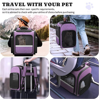 Pawtners Dog Carrier Backpacks Large Cat Backpack with Anti-Scratch Mesh, Foldable Designed Pet Backpack Carrier for Kitten Small Dogs &amp; Large Cats Up to 18 Lbs, Dog Carrier for Travel Outdoor