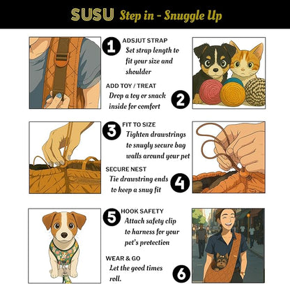 Small Dog Carrier Sling – Copper Brown Hands‑Free 2‑in‑1 Cross‑Body &amp; Handheld Pet Sling for Small Dogs up to 10 lbs, Parachute‑Grade Rip‑Stop Nylon, Padded Strap &amp; Safety Tether