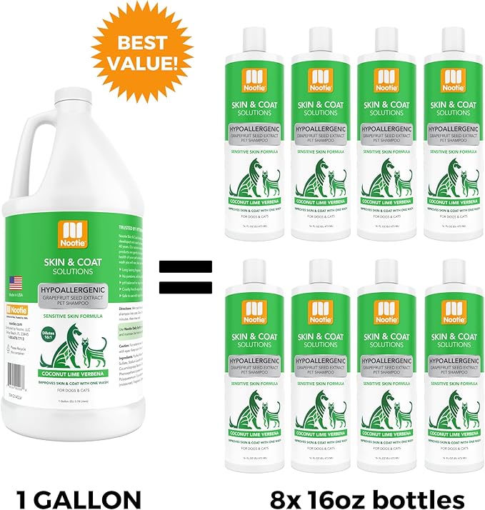 Nootie - Pet Shampoo for Sensitive Skin - Revitalizes Dry Skin &amp; Coat - Natural Ingredients - Gentle Dog Shampoo - Cleans &amp; Conditions