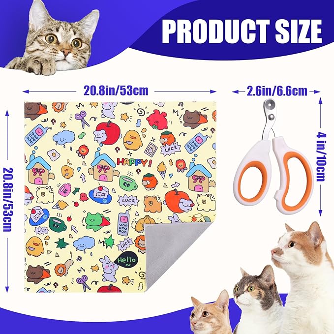 XANGNIER Cat Grooming Wrap with Cat Nail Clippers -Self-Adhesive Cat Swaddle for Nail Clipping, Anti-Scratch &amp; Anti-Escape Cat Restraint for Calm, Safe &amp; Easy Nail Trimming