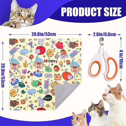 XANGNIER Cat Grooming Wrap with Cat Nail Clippers -Self-Adhesive Cat Swaddle for Nail Clipping, Anti-Scratch &amp; Anti-Escape Cat Restraint for Calm, Safe &amp; Easy Nail Trimming