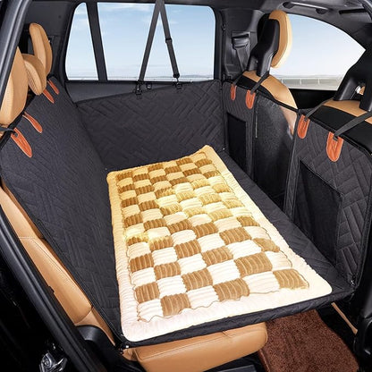 VClife Khaki Plaid Dog Car Bed Mat, Non-Slip Backseat Extender Pet Blanket, Washable Dog Bed Mat for SUVs, Sedans &amp; Small Trucks, Portable Travel Pad for Dogs, Wear Resistant, Pet Friendly, 59"×27.6"