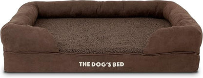 The Dog’s Bed, Large Brown Plush 36x27, Memory Foam, Pain Relief: Arthritis, Hip &amp; Elbow Dysplasia, Post Surgery, Lameness, Supportive, Calming, Waterproof Washable Cover, Veterinary Approved