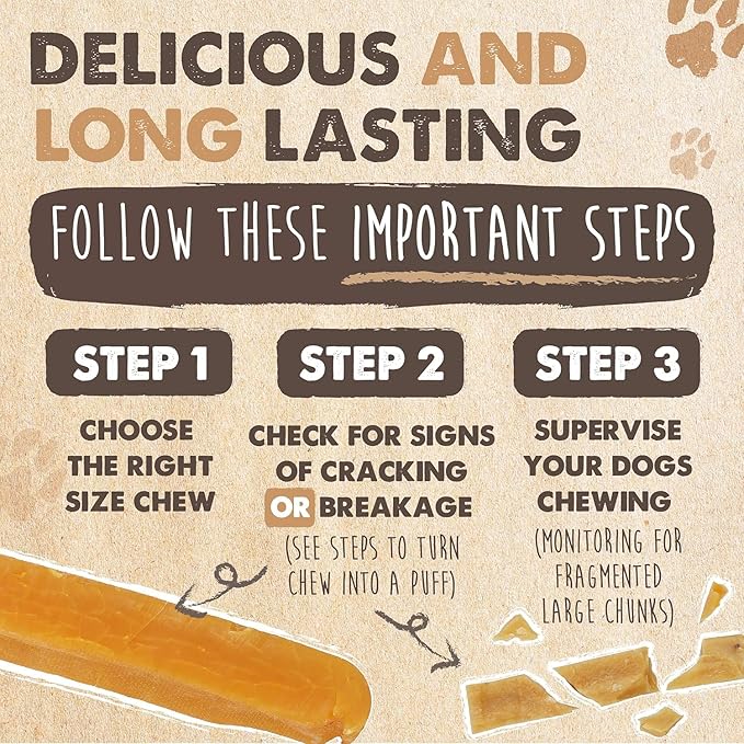 Mighty Paw Yak Cheese Chews for Dogs - All-Natural Long Lasting Pet Treats - Odorless Limited-Ingredient Chews for Puppies &amp; Power-Chewers (Medium, 4 Pack)