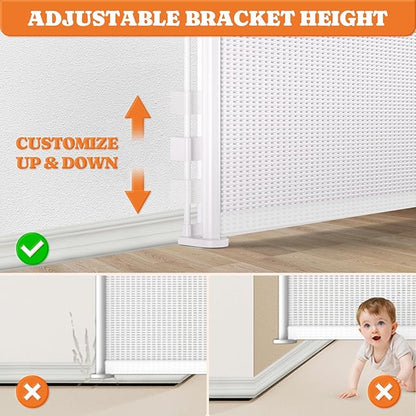 Pawtners Retractable Baby Gates Extra Wide, 41" Tall Extends up to 120" Wide, Dog Gate Indoor with Cat Door for Stairs, Pet Gate with Support Rods for Doorways Hallways Indoor &amp; Outdoor-White