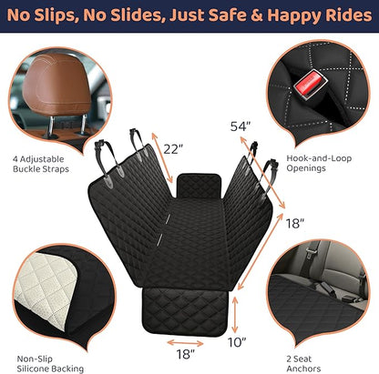 Dog Car Seat Cover for Back Seat, Waterproof Hammock for Car, SUV &amp; Truck, Non-Slip Backseat Cover for Dogs, Heavy-Duty Dog Hammock Style Seat Protector Pets, Easy to Install &amp; Clean