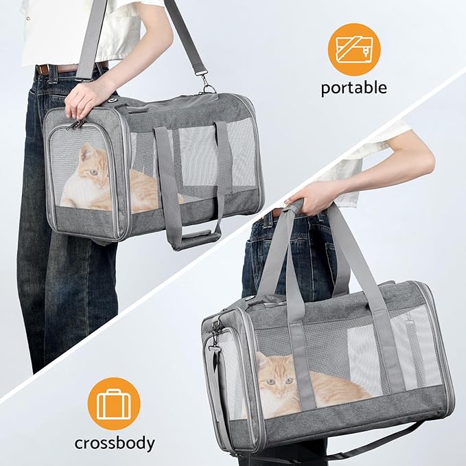 Airline-Approved Pet Carrier Cat Carrier Dog Carrier - Stylish Lightweight, Handheld &amp; Crossbody, Honeycomb Support, Anti-Escape Design for Travel, Walks &amp; Daily Outings