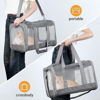 Airline-Approved Pet Carrier Cat Carrier Dog Carrier - Stylish Lightweight, Handheld &amp; Crossbody, Honeycomb Support, Anti-Escape Design for Travel, Walks &amp; Daily Outings
