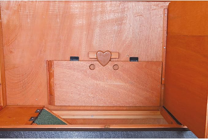 TRIXIE natura Outdoor Rabbit Hutch with Run - 2-Story Rabbit Cage with Non-Slip Ramp - Medium Elevated Small Animal House with Secure Playpen, Hinged Roof &amp; Pull-Out Tray - in Brown