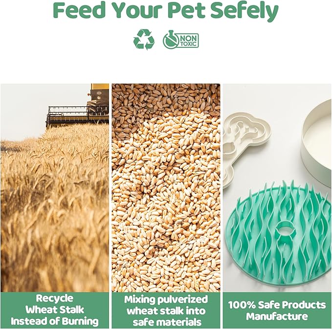 Slow Feeder Dog Bowl for Large Dogs with Non-Slip Base - Adjustable Speed Design, Removable Puzzle Inserts &amp; Dishwasher Safe, Green