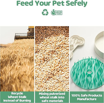 Slow Feeder Dog Bowl for Large Dogs with Non-Slip Base - Adjustable Speed Design, Removable Puzzle Inserts &amp; Dishwasher Safe, Green