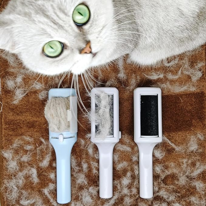 3 Packs Pet Hair Remover Roller Lint Brush and Reusable Lint Roller Dog &amp; Cat Hair Remover for Rug, Furniture, Couch, Car, Carpet, Clothes and Bedding Multi-Surface Fur Removal Tool