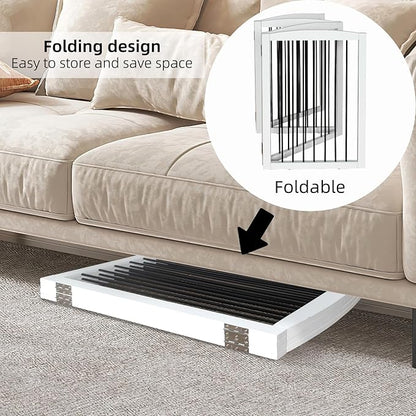 Freestanding Panel Dog Gate for Indoor, Doorways, Stairs, or Hallways - Foldable Wooden Pet Fence With Support Feet - 24" Height, 4 Panels, White