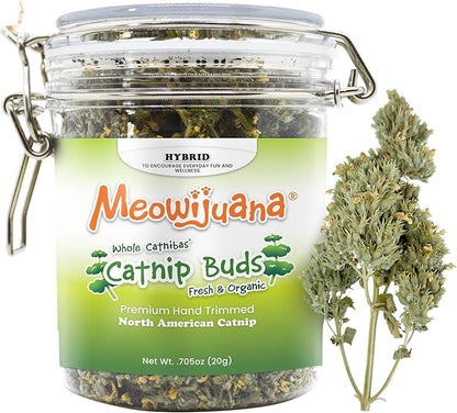 Meowijuana | Dried Catnip Buds Jar | Premium Organic Catnip | Grown in North America | Perfect for Cat Toys | Fresh Catnip for Extended Playtime | Elevate Your Cat&