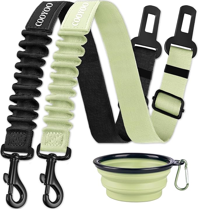 COOYOO Dog Seat Belt,3 Piece Set Retractable Dog Car Adjustable Seatbelts for Vehicle Nylon Pet Safety Heavy Duty &amp; Elastic &amp; Durable Car Harness for Dogs