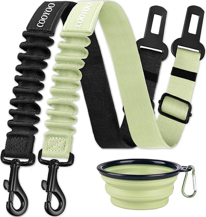 COOYOO Dog Seat Belt,3 Piece Set Retractable Dog Car Adjustable Seatbelts for Vehicle Nylon Pet Safety Heavy Duty &amp; Elastic &amp; Durable Car Harness for Dogs
