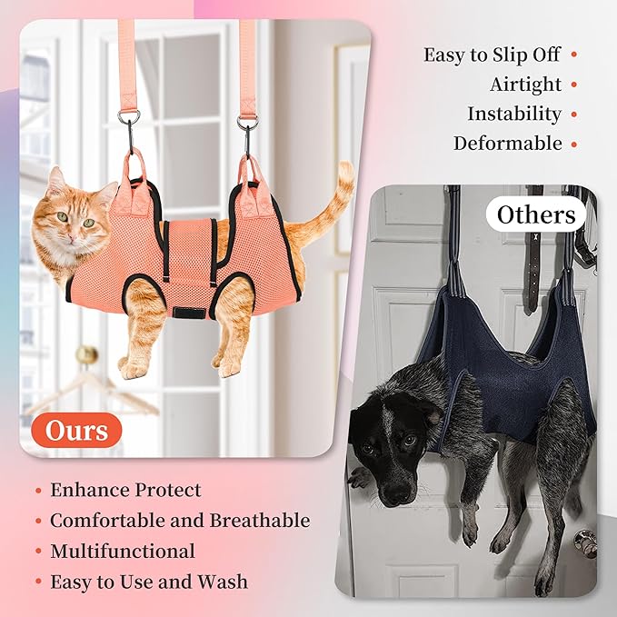 PatiencET Dog Grooming Hammock, Pet Grooming Hammock for Cats &amp; Dogs with Security Strap, Dog Sling for Nail Trimming with Nail Clippers/Trimmer, Nail File, Pet Comb(S)