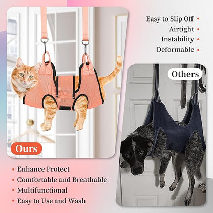 PatiencET Dog Grooming Hammock, Pet Grooming Hammock for Cats &amp; Dogs with Security Strap, Dog Sling for Nail Trimming with Nail Clippers/Trimmer, Nail File, Pet Comb(S)